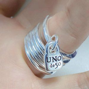Uno de 50 Ring PRISONER RING Women vintage Silver Prisoner 6 Stack Rings Gift